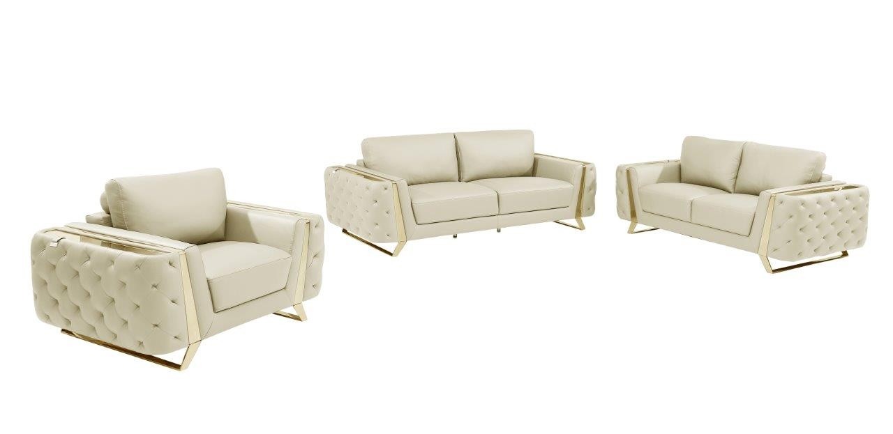 GUF 1050 Living Room Set - Beige, Genuine Italian Leather