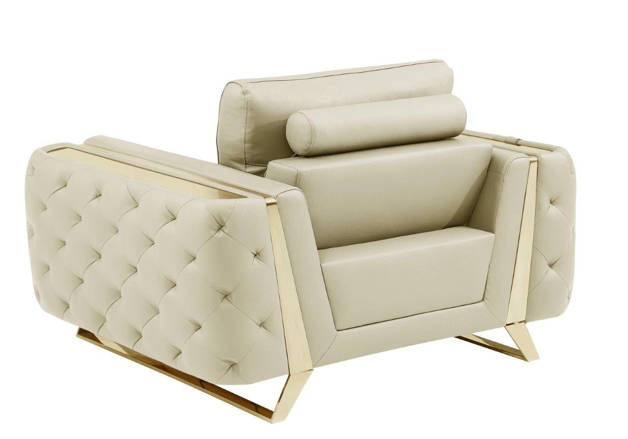 GUF 1050 Living Room Set - Beige, Genuine Italian Leather