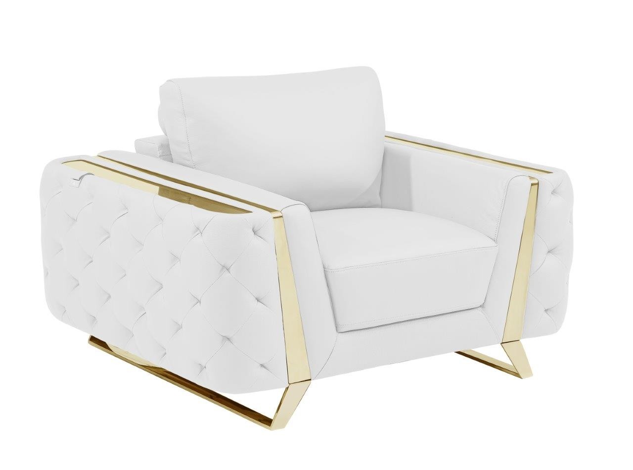 GUF 1050 3pc Living Room Set - White, Genuine Italian Leather