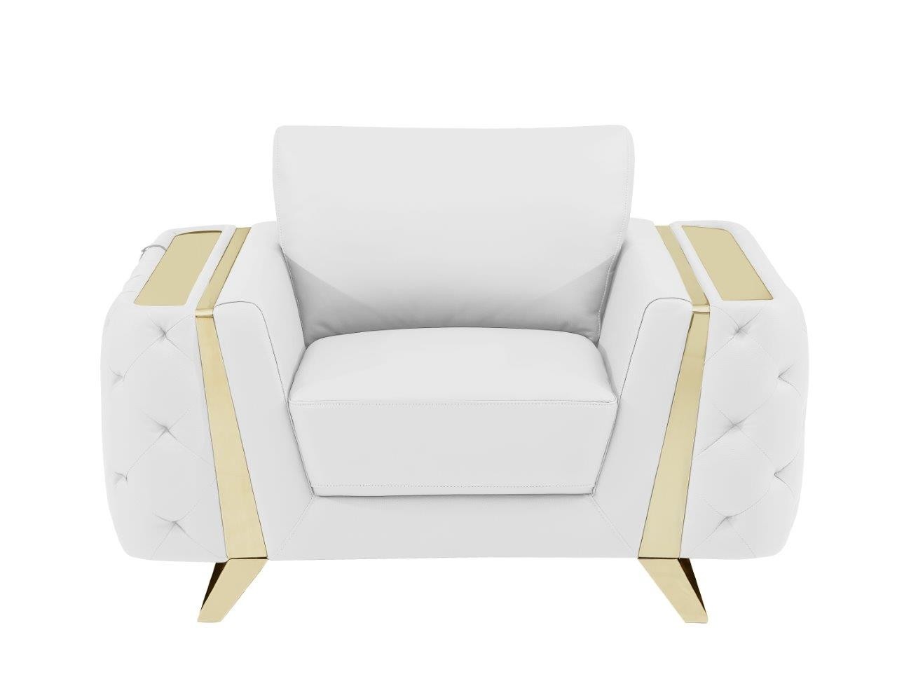 GUF 1050 3pc Living Room Set - White, Genuine Italian Leather