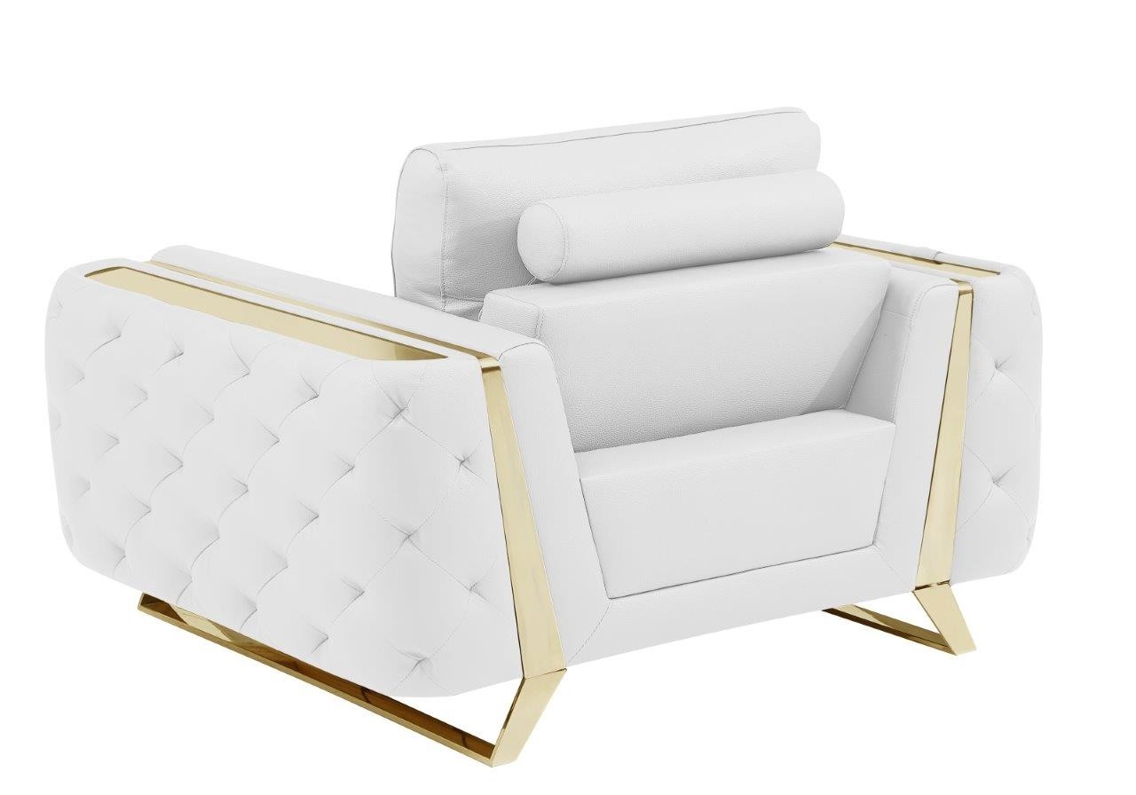 GUF 1050 3pc Living Room Set - White, Genuine Italian Leather
