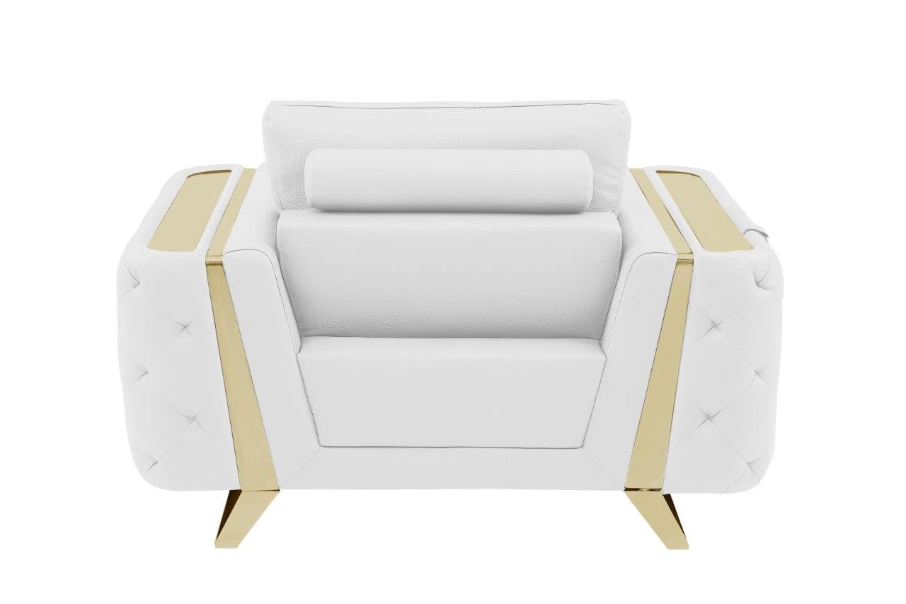GUF 1050 3pc Living Room Set - White, Genuine Italian Leather
