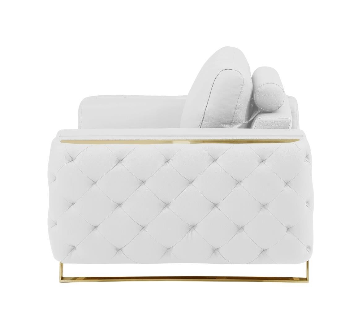 GUF 1050 3pc Living Room Set - White, Genuine Italian Leather