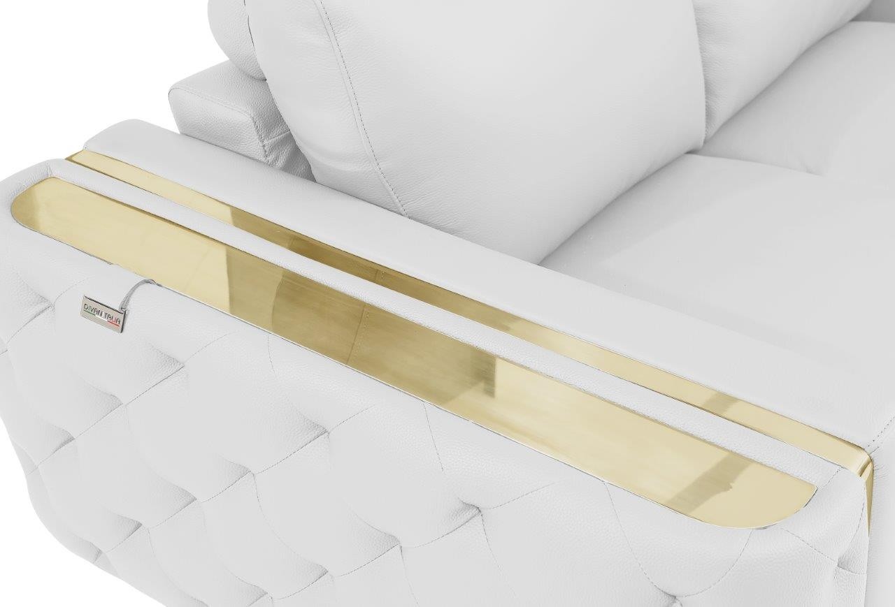 GUF 1050 3pc Living Room Set - White, Genuine Italian Leather