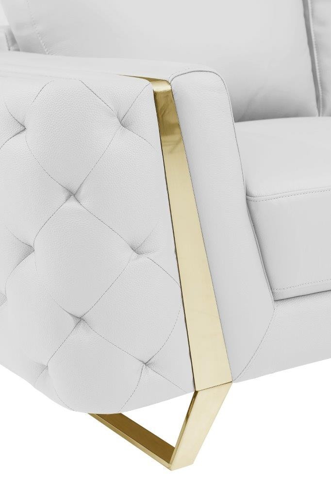 GUF 1050 3pc Living Room Set - White, Genuine Italian Leather