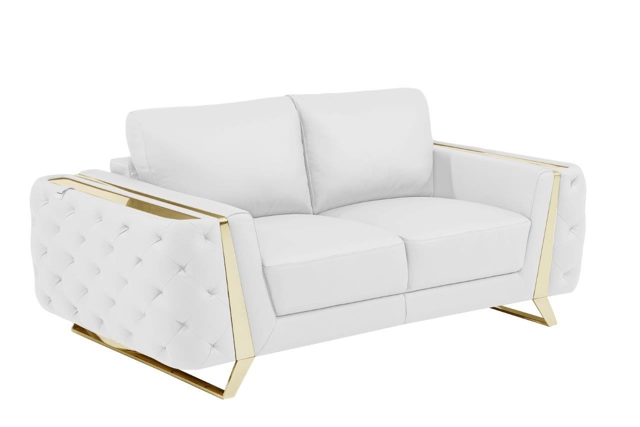GUF 1050 2pc Living Room Set - White, Genuine Italian Leather