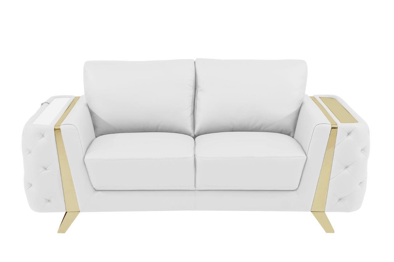 GUF 1050 3pc Living Room Set - White, Genuine Italian Leather
