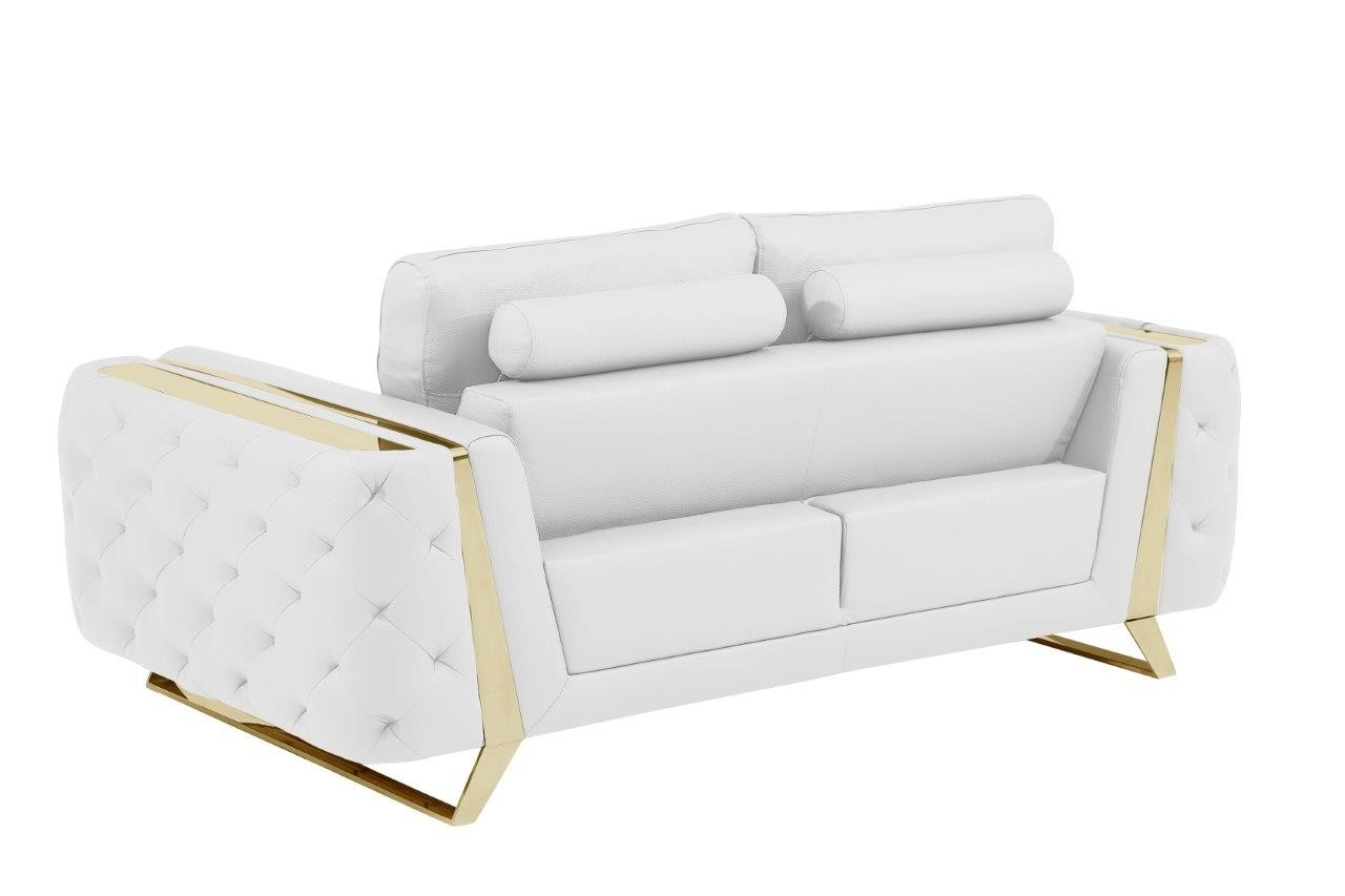 GUF 1050 3pc Living Room Set - White, Genuine Italian Leather