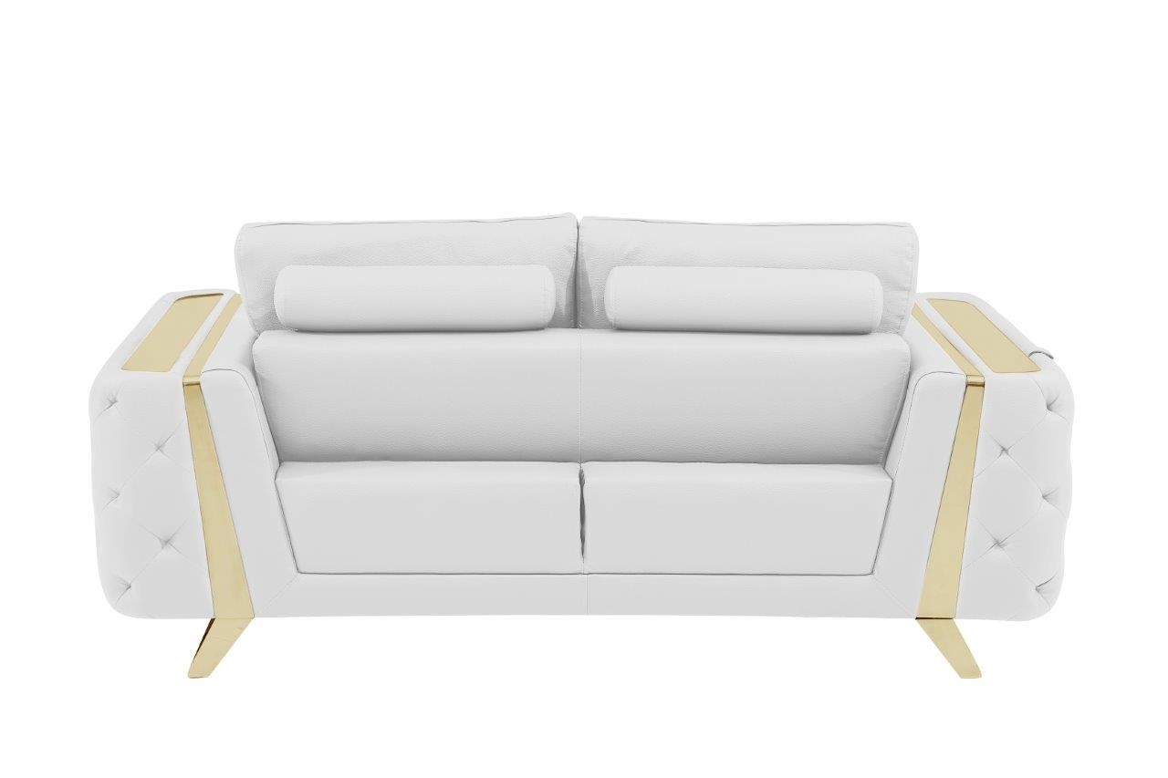 GUF 1050 3pc Living Room Set - White, Genuine Italian Leather