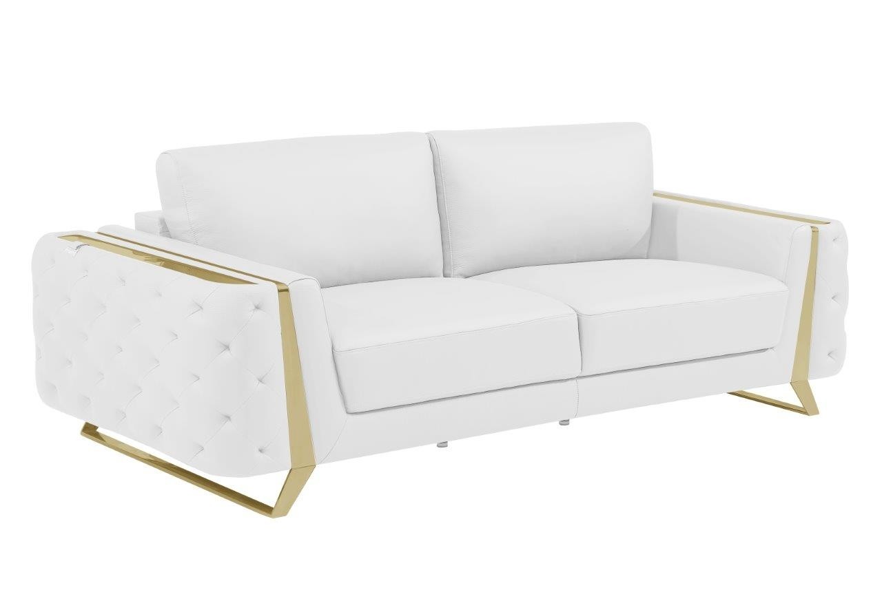 GUF 1050 3pc Living Room Set - White, Genuine Italian Leather