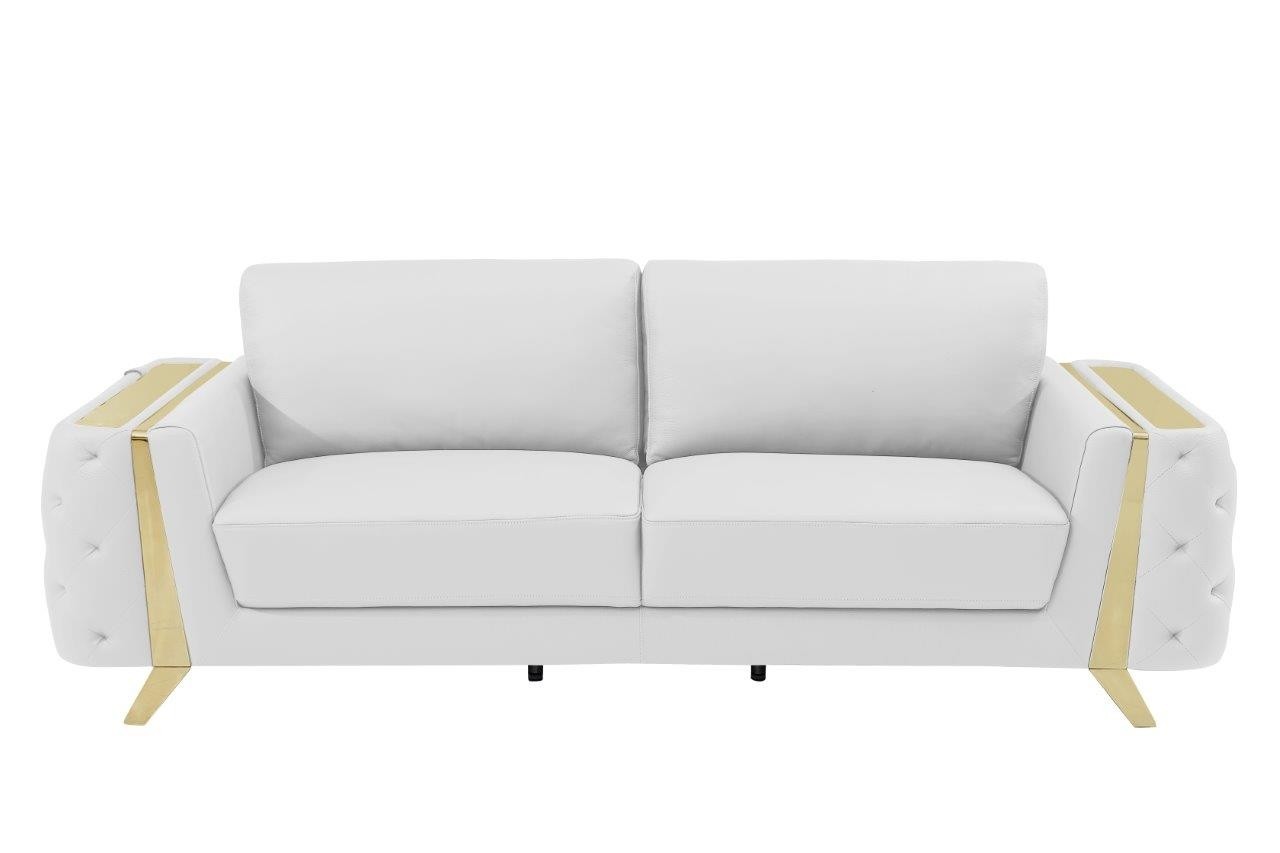 GUF 1050 3pc Living Room Set - White, Genuine Italian Leather