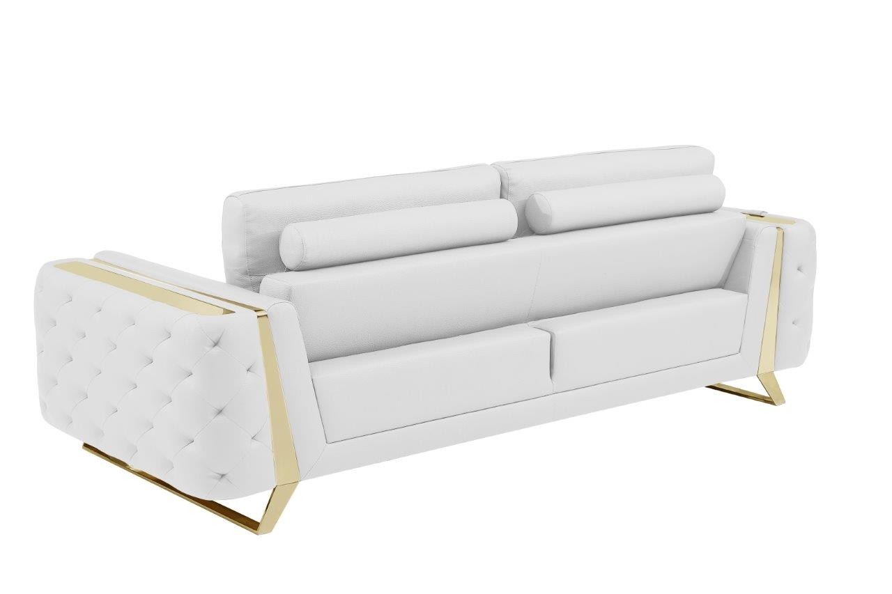 GUF 1050 3pc Living Room Set - White, Genuine Italian Leather