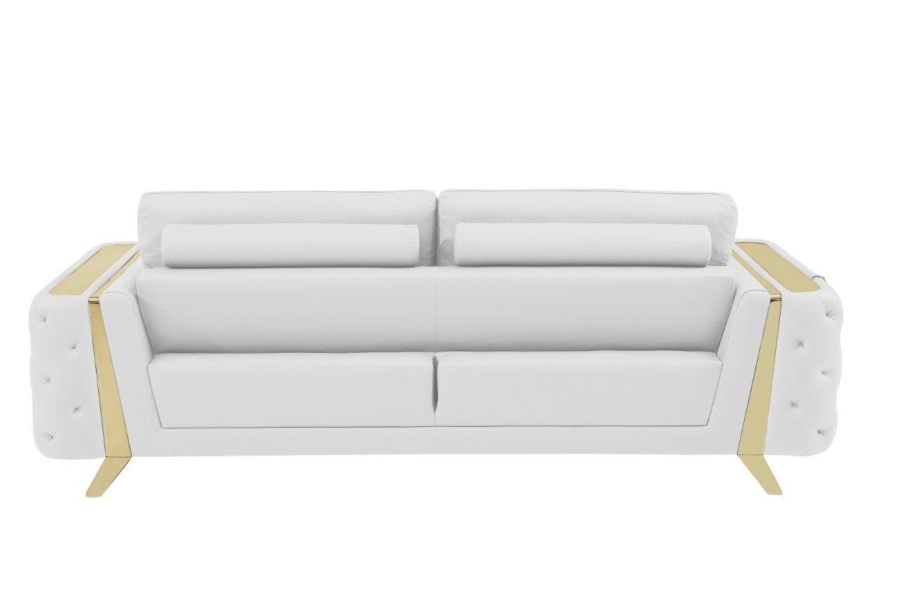 GUF 1050 3pc Living Room Set - White, Genuine Italian Leather
