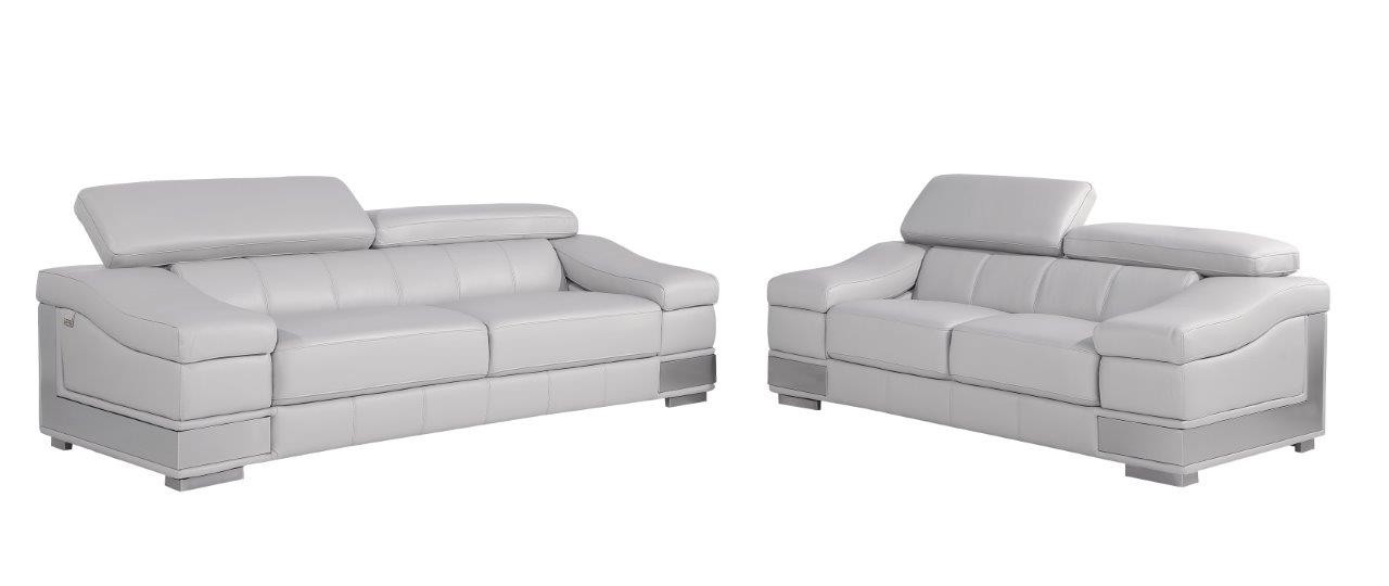 GUF 415 Sofa with Loveseat - Light Gray, Genuine Italian Leather