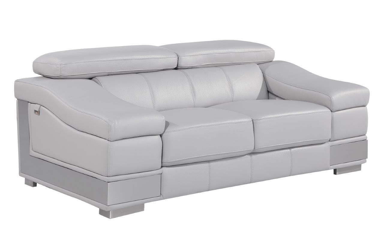 GUF 415 Sofa with Loveseat - Light Gray, Genuine Italian Leather