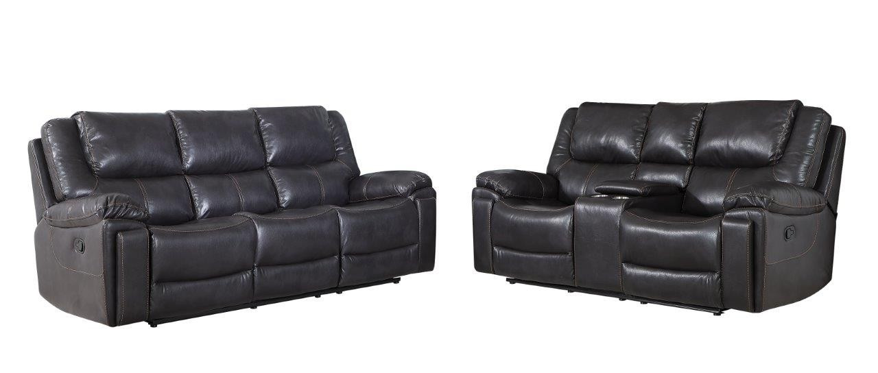 GUF 5108 Sofa and Console Loveseat - Brown, Leather Air/Match