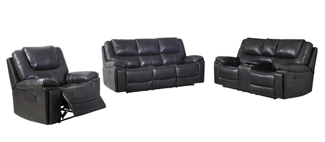 GUF 5108 Sofa Set with Console Loveseat - Brown, Leather Air/Match