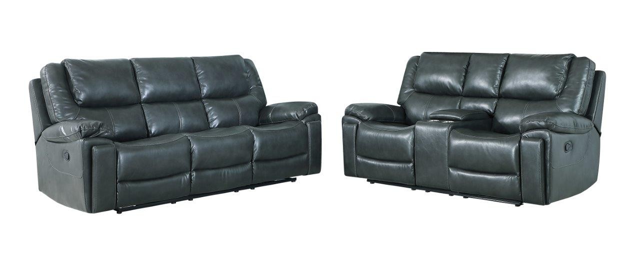 GUF 5108 Sofa and Console Loveseat - Gray, Leather Air/Match