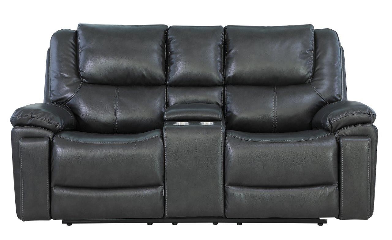 GUF 5108 Sofa and Console Loveseat - Gray, Leather Air/Match