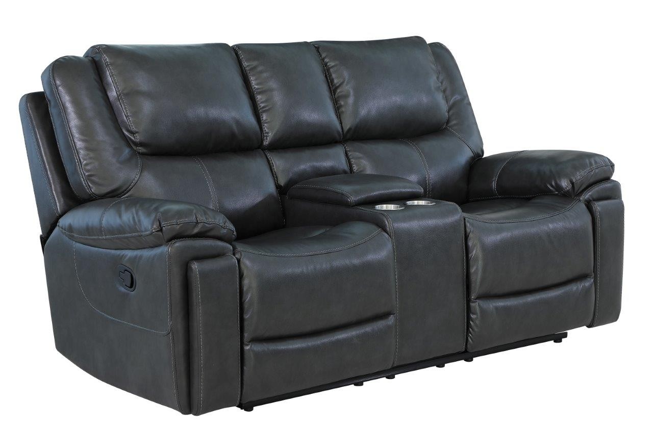 GUF 5108 Sofa and Console Loveseat - Gray, Leather Air/Match