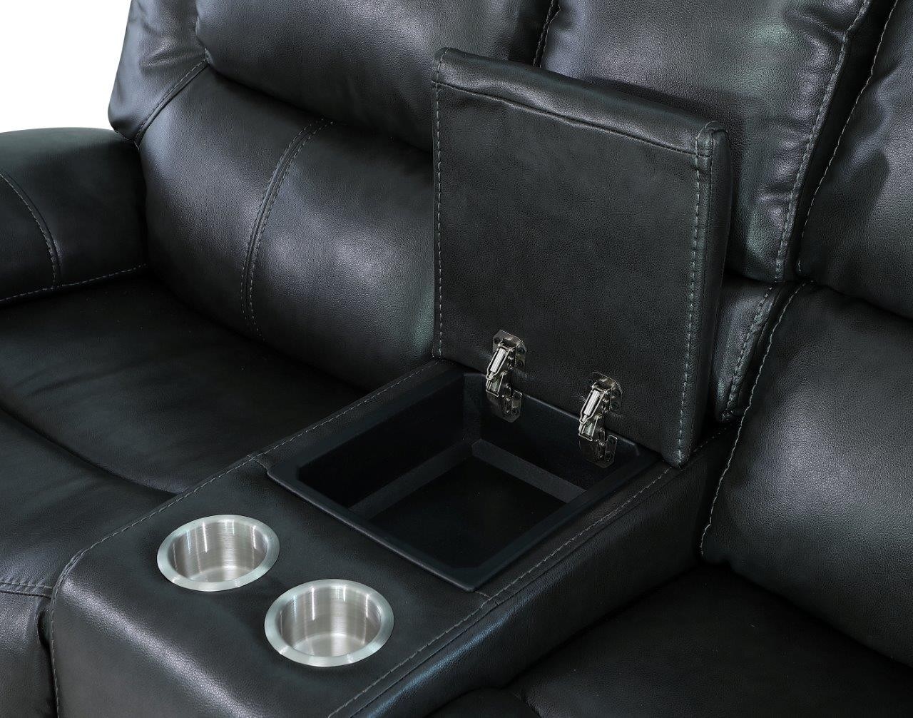 GUF 5108 Sofa and Console Loveseat - Gray, Leather Air/Match