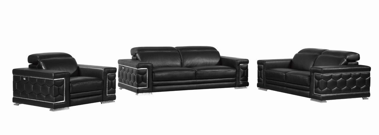 GUF 692 Sofa Set - Black, Genuine Italian Leather
