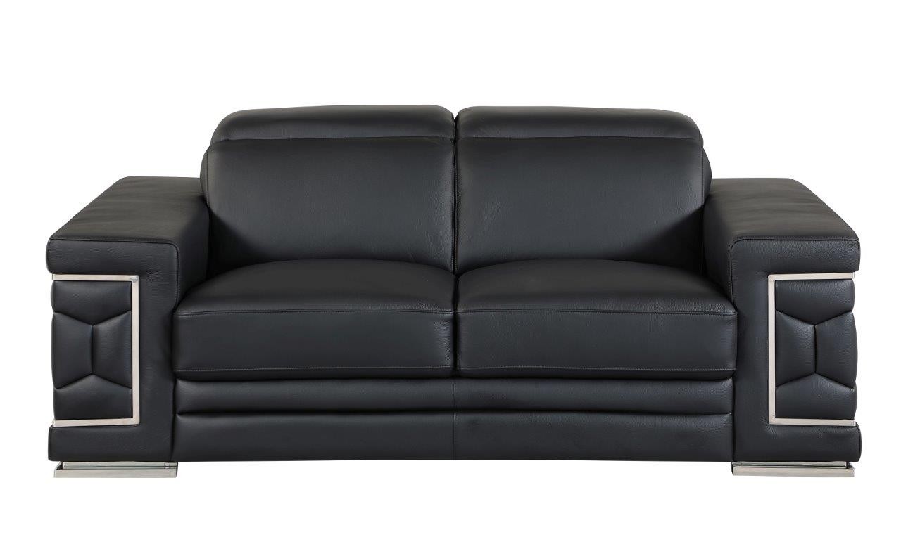 GUF 692 Loveseat - Black, Genuine Italian Leather