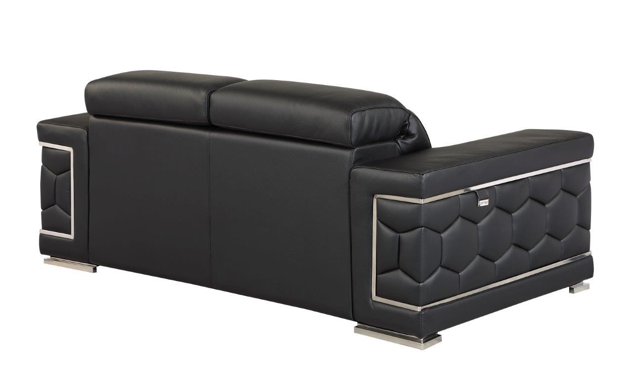 GUF 692 Loveseat - Black, Genuine Italian Leather