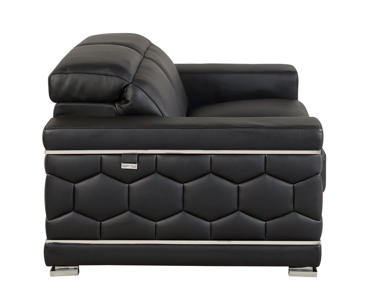 GUF 692 Loveseat - Black, Genuine Italian Leather