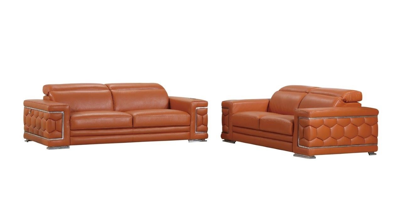 GUF 692 Sofa with Loveseat - Camel, Genuine Italian Leather