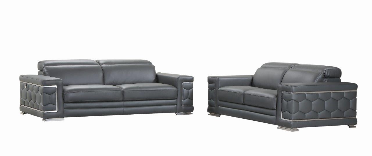 GUF 692 Sofa with Loveseat - Dark Gray, Genuine Italian Leather