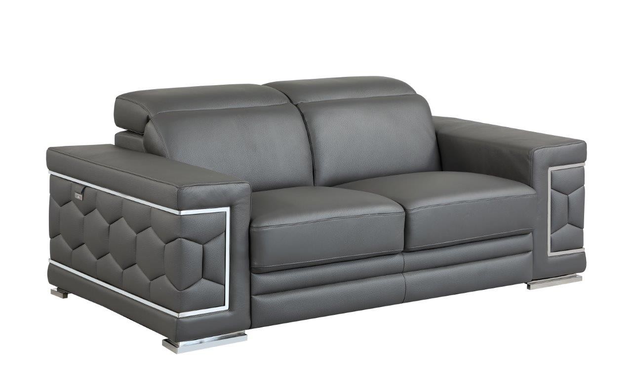 GUF 692 Sofa with Loveseat - Dark Gray, Genuine Italian Leather