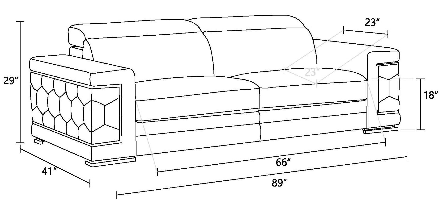 GUF 692 Sofa - Camel, Genuine Italian Leather
