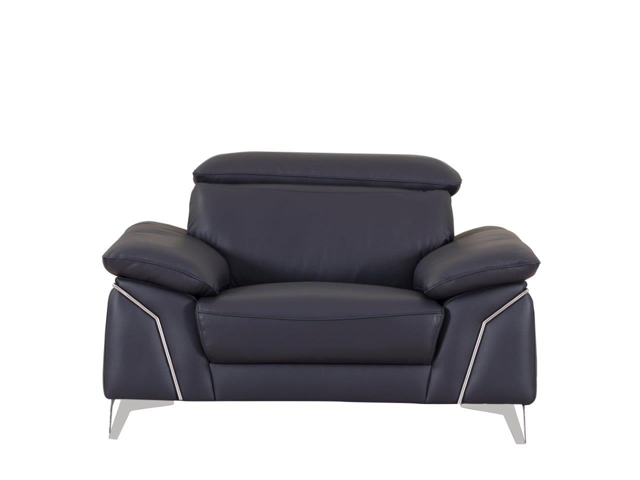 GUF 727 Armchair - Navy, Genuine Italian Leather