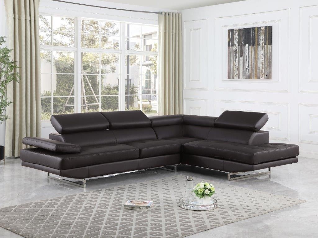 GUF 8136 Right Facing Sectional - Brown, Leather