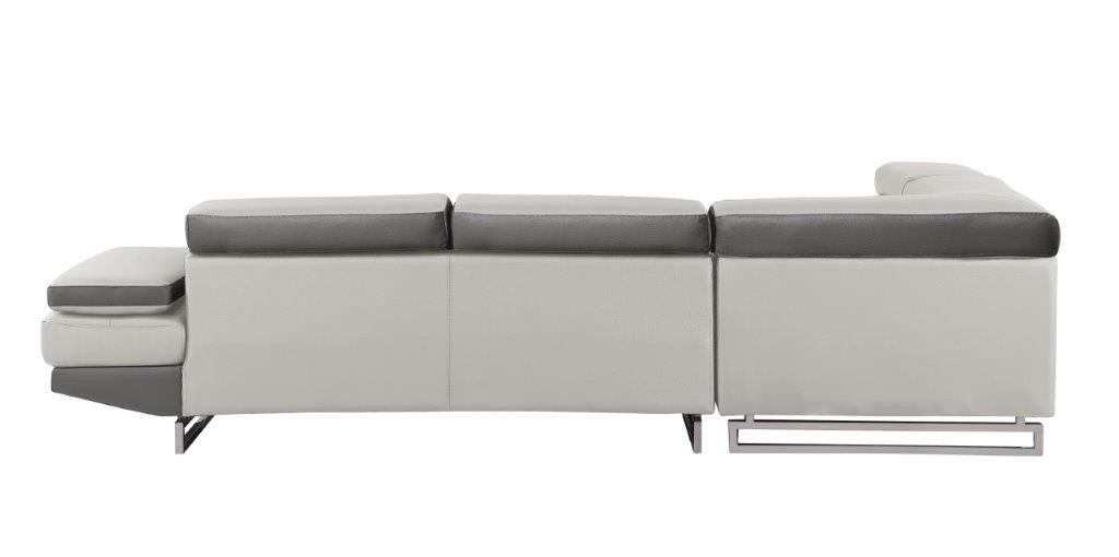 GUF 8136 Left Facing Two-Tone Sectional - White/Gray, Leather
