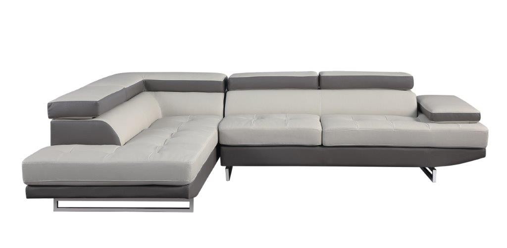 GUF 8136 Right Facing Two-Tone Sectional - White/Gray, Leather