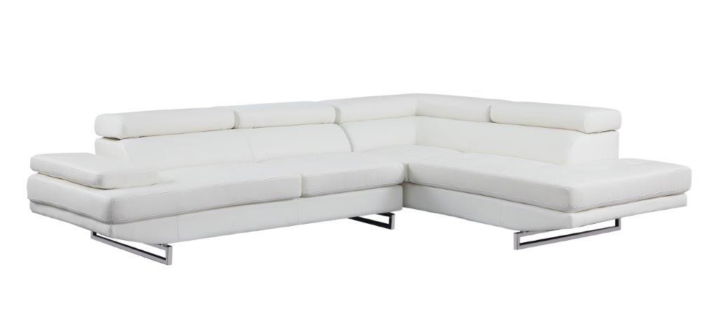 GUF 8136 Right Facing Sectional - White, Leather