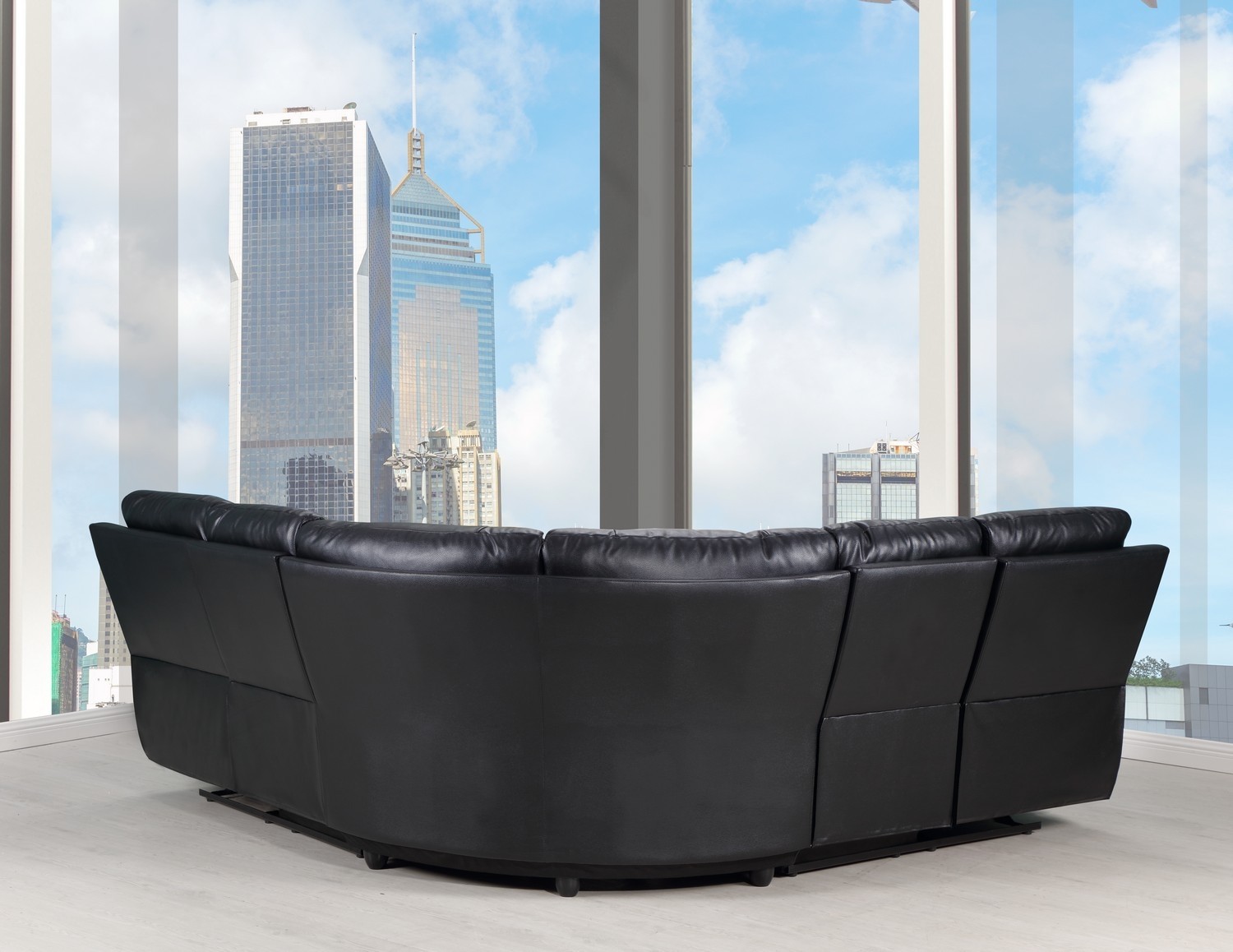 GUF 9241 Sectional - Black, Leather Air