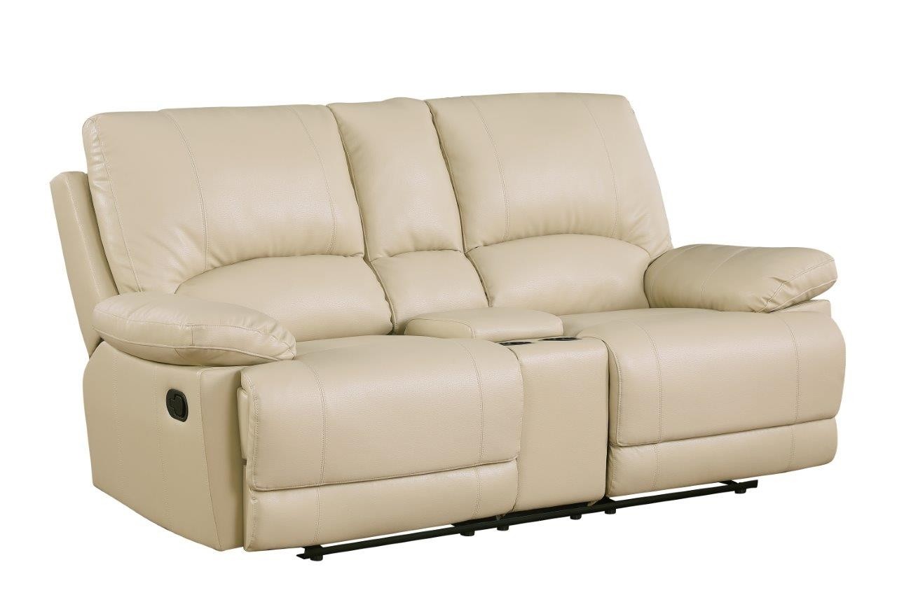 GUF 9345 Sofa Set with Console Loveseat - Beige, Leather Air/Match