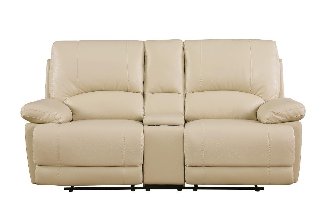GUF 9345 Sofa Set with Console Loveseat - Beige, Leather Air/Match