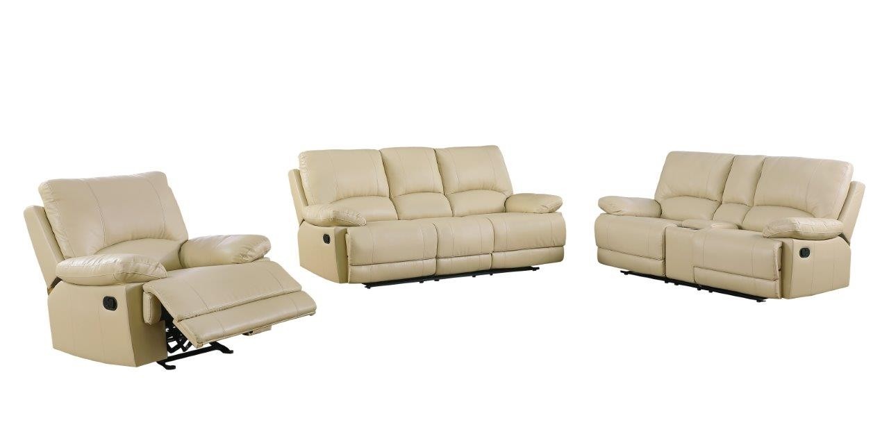 GUF 9345 Sofa Set with Console Loveseat - Beige, Leather Air/Match
