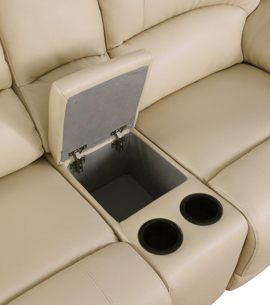 GUF 9345 Sofa Set with Console Loveseat - Beige, Leather Air/Match