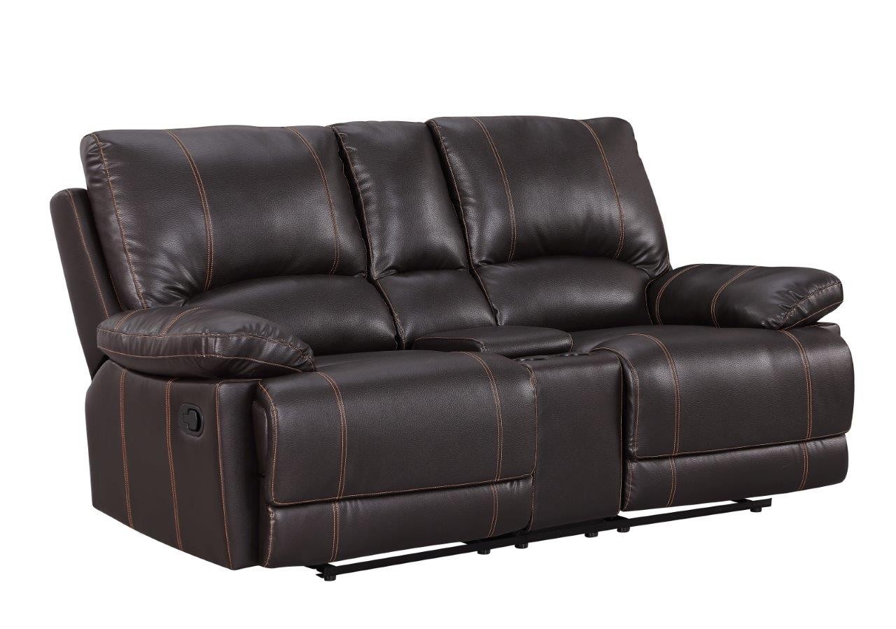 GUF 9345 Sofa Set with Console Loveseat - Brown, Leather Air/Match