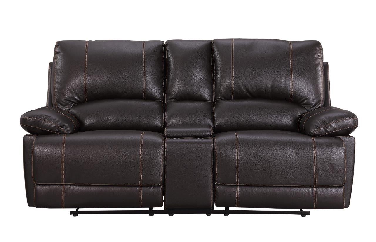 GUF 9345 Sofa Set with Console Loveseat - Brown, Leather Air/Match