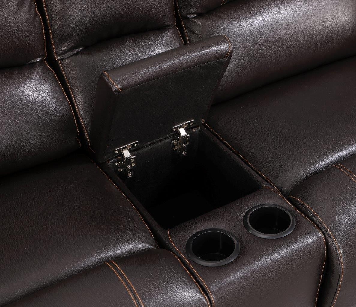 GUF 9345 Sofa Set with Console Loveseat - Brown, Leather Air/Match