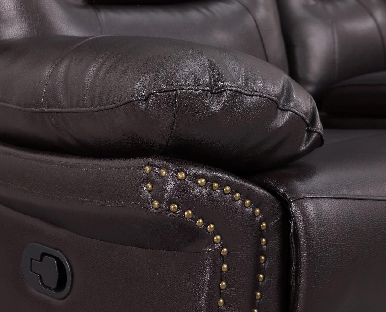 GUF 9392 Sofa Set with Console Loveseat - Brown, Leather Air/Match