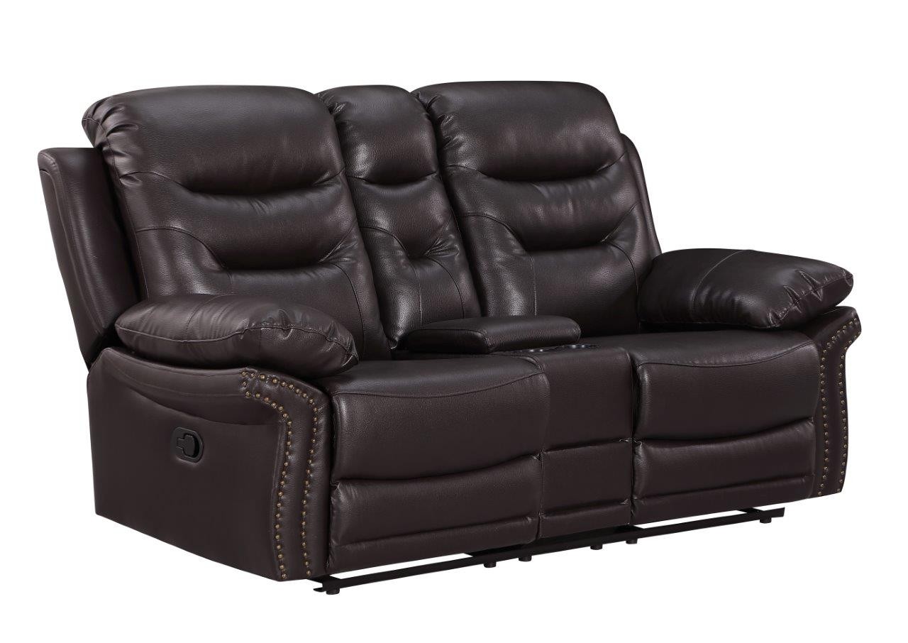 GUF 9392 Sofa Set with Console Loveseat - Brown, Leather Air/Match