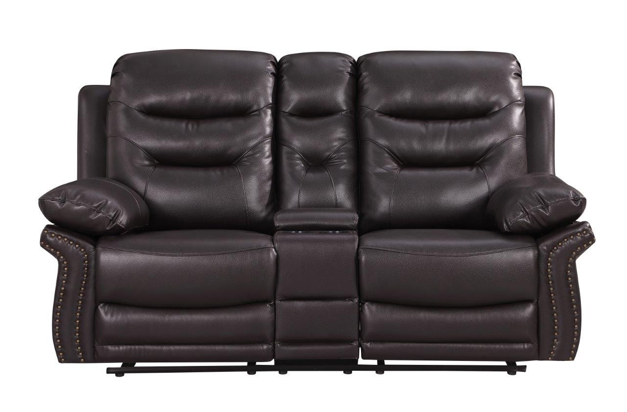 GUF 9392 Sofa Set with Console Loveseat - Brown, Leather Air/Match
