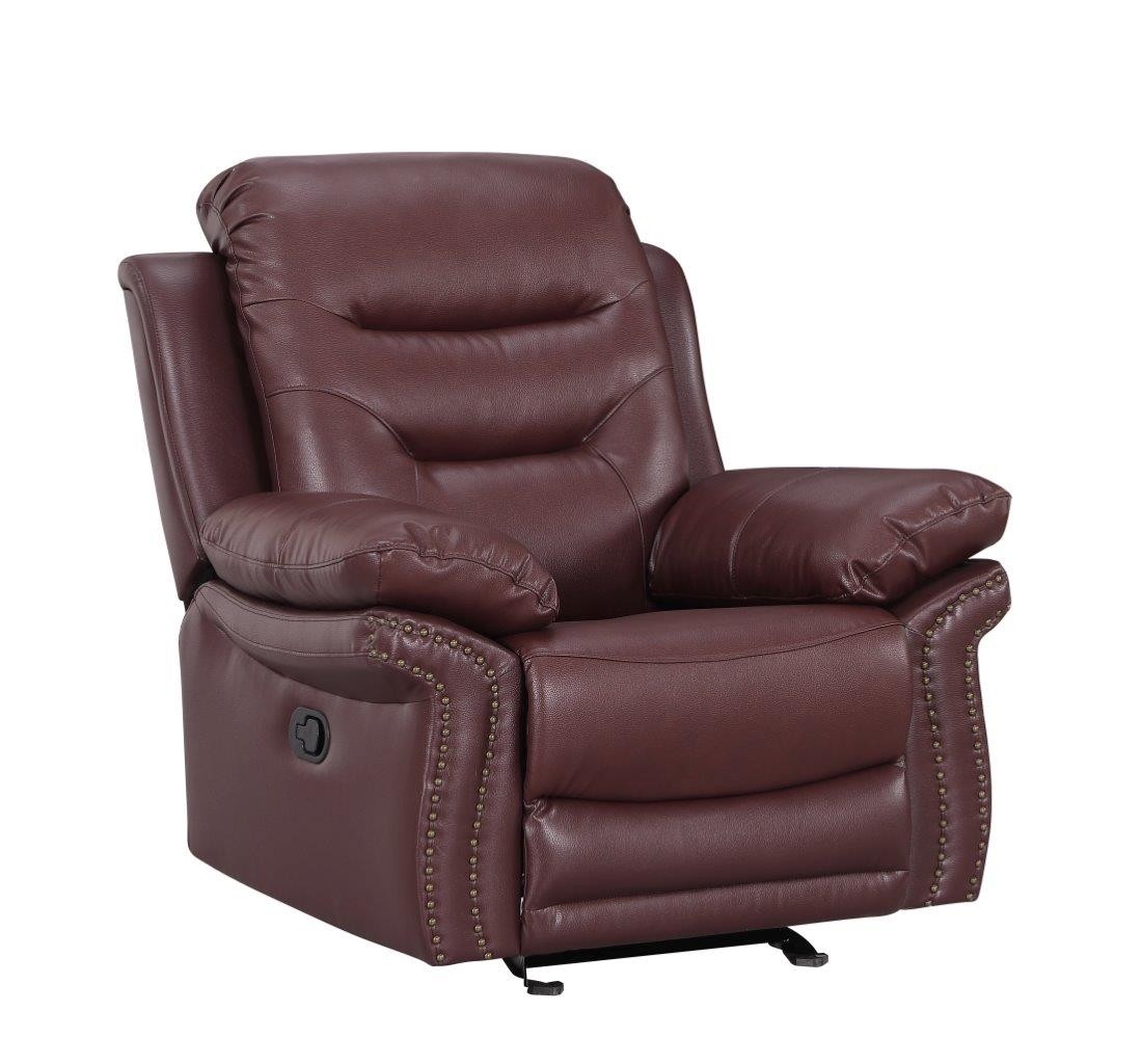 GUF 9392 Sofa Set with Console Loveseat - Burgundy, Leather Air/Match